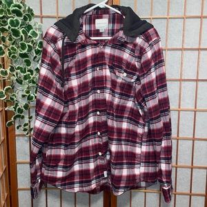 American Eagle flannel buttondown hoodie